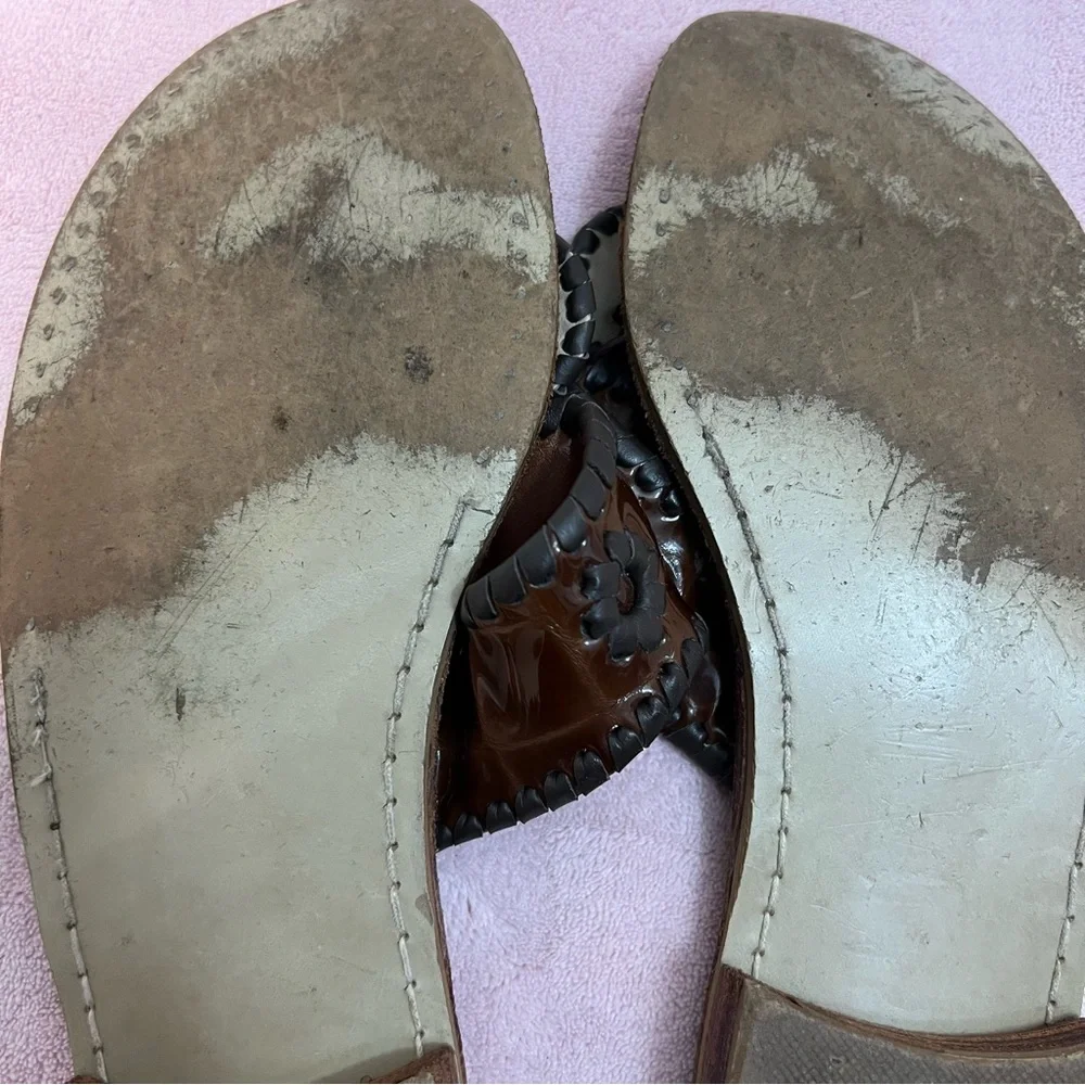 Jack Rodgers Brown Leather Sandals Size 8